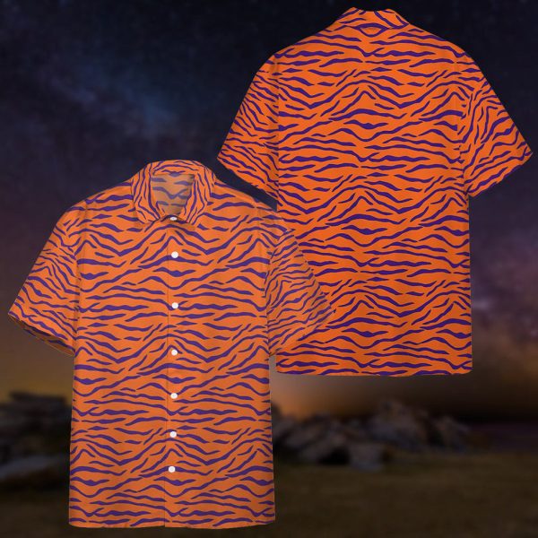 3D Clemson Tiger Stripe Hawaii Shirt, Summer Shirt For Men and Women Jezsport.com