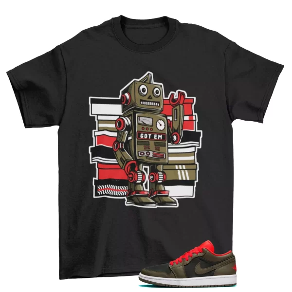 Sneaker Bot Shirt to Match Jordan Jordan 1 Low Newsprint Olive DQ6076-002 Jezsport.com