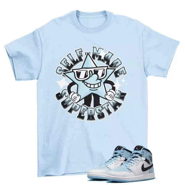 Self Made Shirt Blue to Match Jordan 1 Mid SE Ice Blue / DV1308-104 Jezsport.com