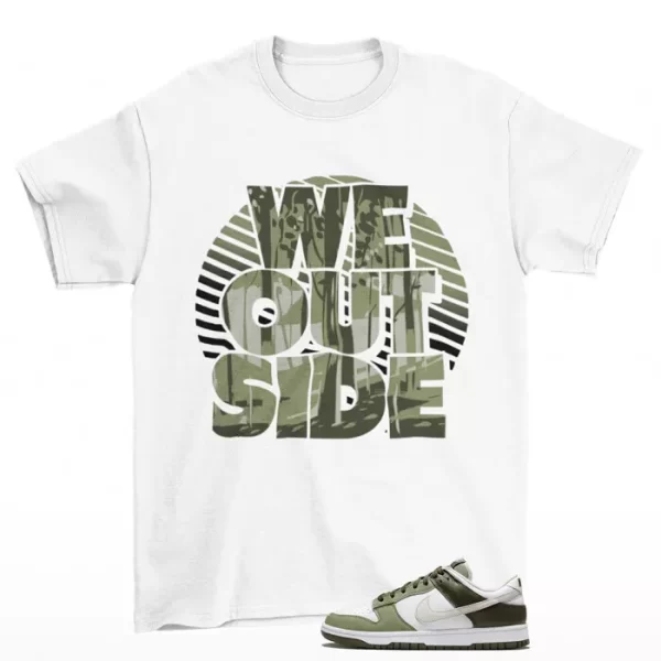 We Outside Shirt White to Match Dunk Low Oil Green Cargo Khaki FN6882-100 Jezsport.com