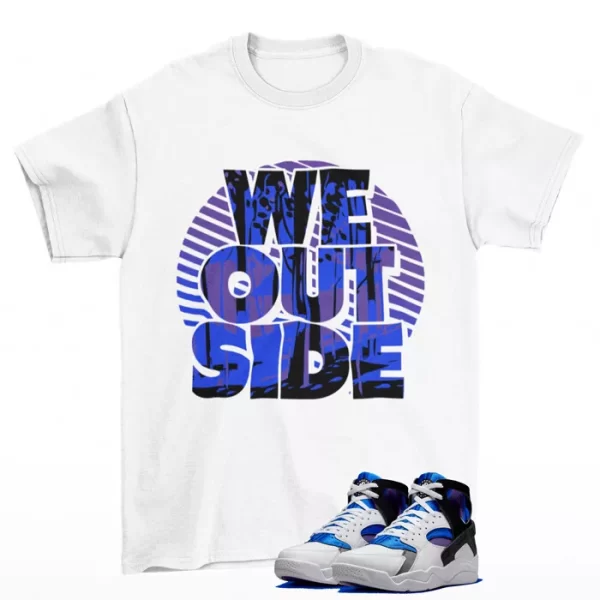 We Outside Shirt White to Match Air Flight Huarache OG Varsity Purple FD0183-101 Jezsport.com