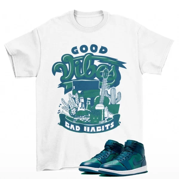 Vibes Shirt to Match Jordan 1 Mid Sky J Teal French Blue BQ6472-301 Jezsport.com