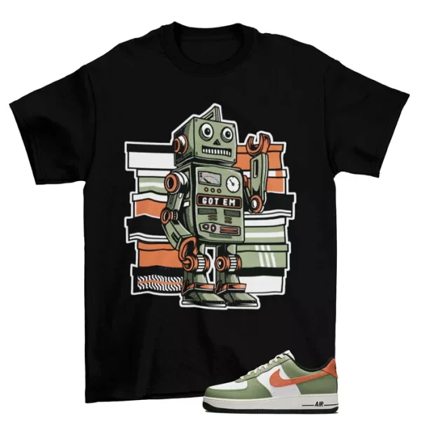 Got Em Shirt Black to Match Air Force 1 Low Oil Green Saftey Orange FD0758-386 Jezsport.com