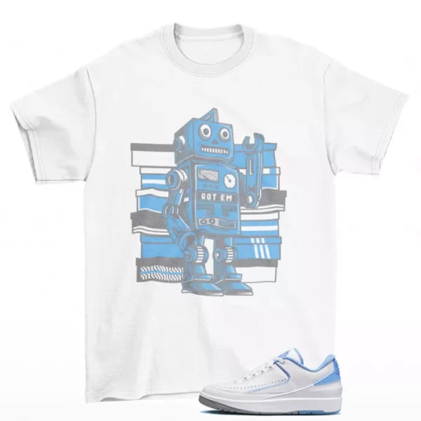 Sneaker Bot Shirt White to Match Jordan 2 Retro Low UNC DV9956-104 Jezsport.com