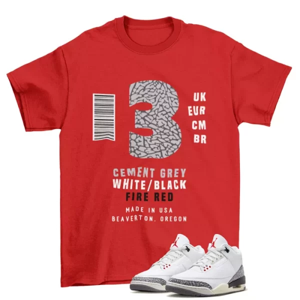 Sneaker Box Logo Shirt Red to Match Jordan 3 Retro White Cement DN3707-100 Jezsport.com