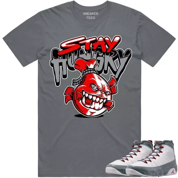 Jordan 9 Fire Red 9s Shirt to Match - RED STAY HUNGRY Jezsport.com