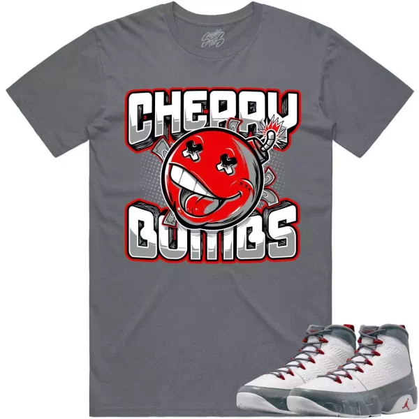 Jordan 9 Fire Red 9s Shirt to Match - RED CHERRY BOMBS Jezsport.com