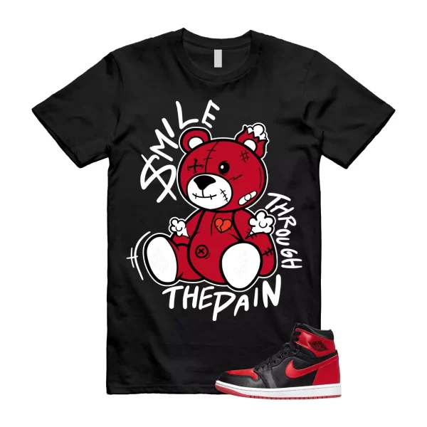 Satin Bred 1 University Red White Black Retro High OG T Shirt Match SM2 Jezsport.com