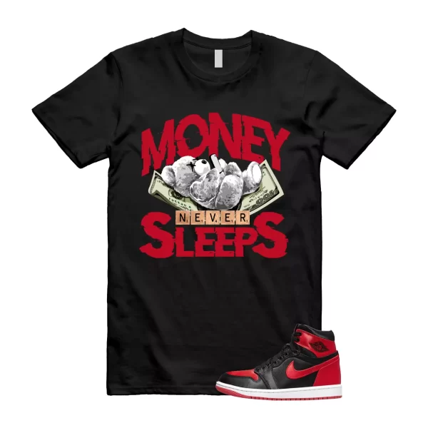 Satin Bred 1 University Red White Black Retro High OG T Shirt Match MNS Jezsport.com