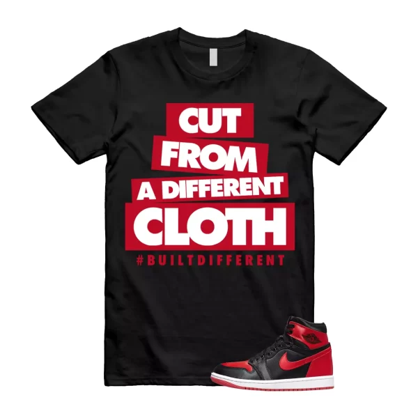 Satin Bred 1 University Red White Black Retro High OG T Shirt Match CLOTH Jezsport.com