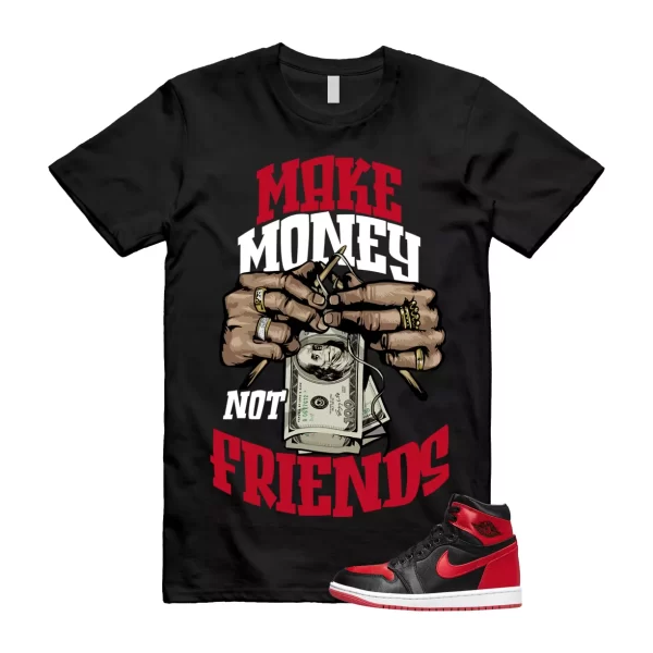 Satin Bred 1 University Red White Black Retro High OG T Shirt Match MM Jezsport.com