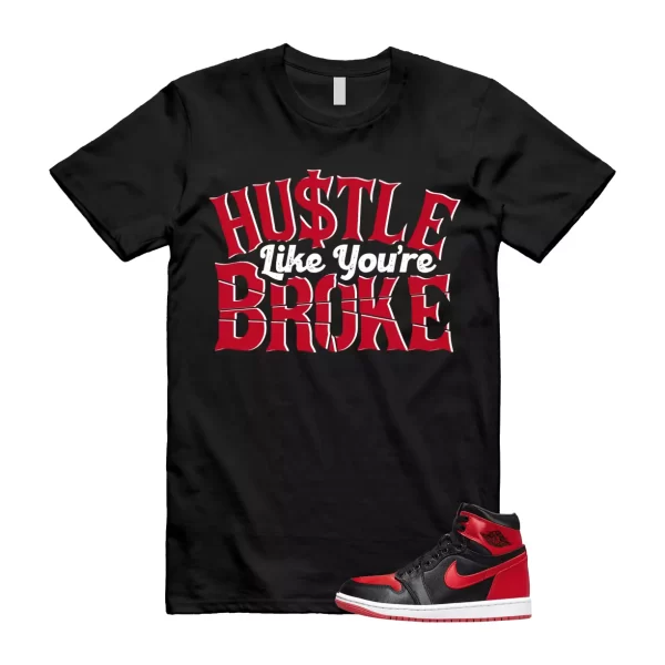 Satin Bred 1 University Red White Black Retro High OG T Shirt Match BROKE Jezsport.com