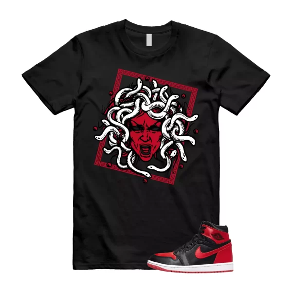 Satin Bred 1 University Red White Black Retro High OG T Shirt Match SHM Jezsport.com