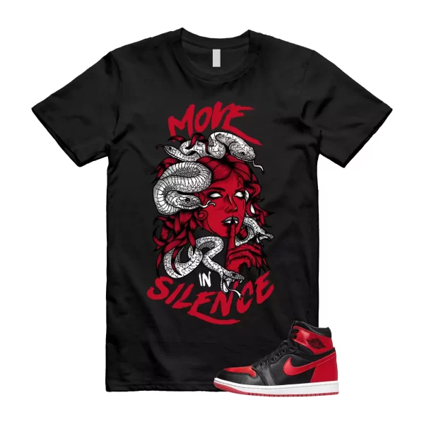 Satin Bred 1 University Red White Black Retro High OG T Shirt Match MIS Jezsport.com