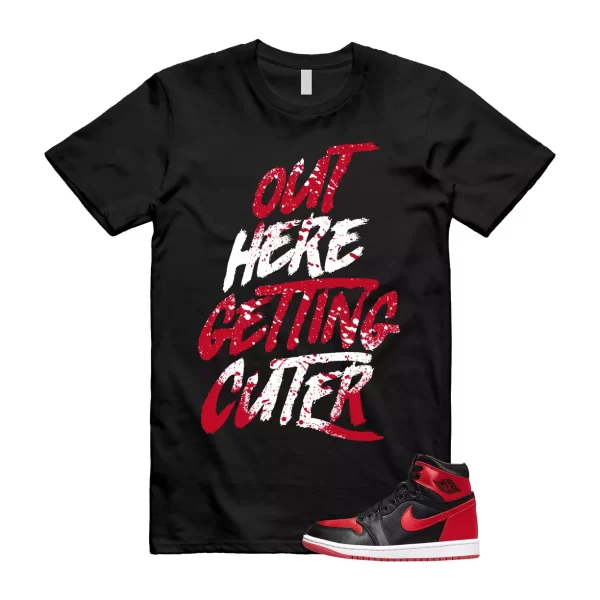 Satin Bred 1 University Red White Black Retro High OG T Shirt Match CUTER Jezsport.com