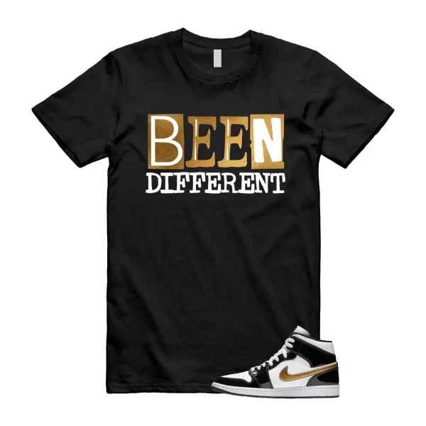 Metallic Gold Patent Black White Air 1 Mid T Shirt Match BEEN Jezsport.com