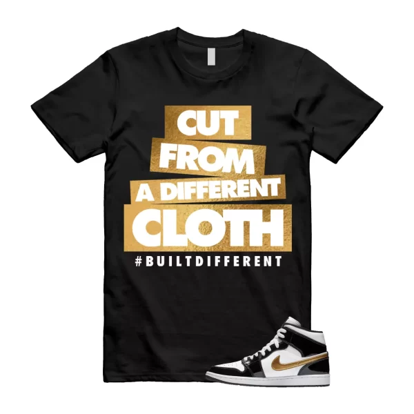 Metallic Gold Patent Black White Air 1 Mid T Shirt Match CLOTH Jezsport.com