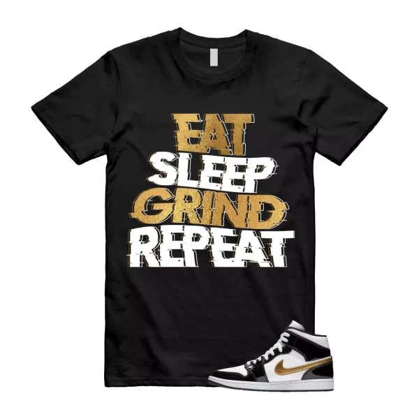 Metallic Gold Patent Black White Air 1 Mid T Shirt Match ESGR Jezsport.com