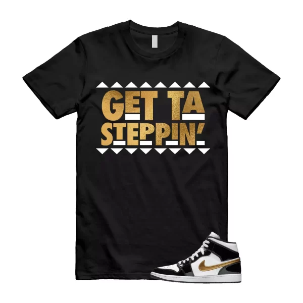 Metallic Gold Patent Black White Air 1 Mid T Shirt Match GET Jezsport.com