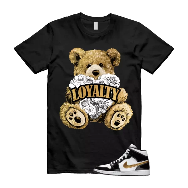 Metallic Gold Patent Black White Air 1 Mid T Shirt Match LYLTY Jezsport.com