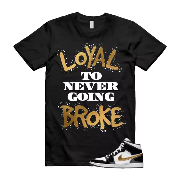 Metallic Gold Patent Black White Air 1 Mid T Shirt Match NB Jezsport.com