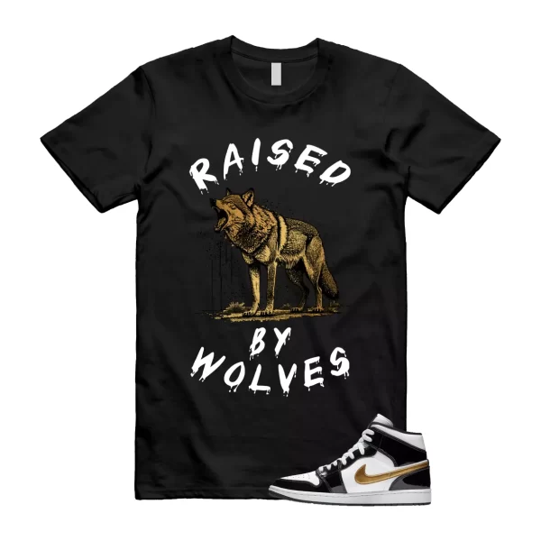 Metallic Gold Patent Black White Air 1 Mid T Shirt Match RBW Jezsport.com