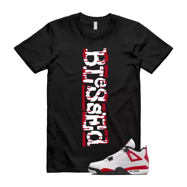 4 Cement Red Fire White Neutral Grey Black Classic Retro T Shirt Match B2 Jezsport.com