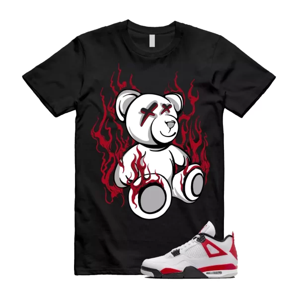 4 Cement Red Fire White Neutral Grey Black Classic Retro T Shirt Match LIT Jezsport.com