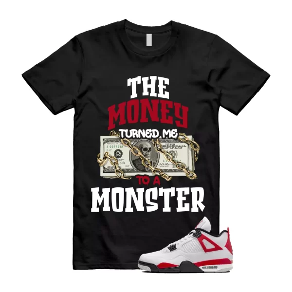 4 Cement Red Fire White Neutral Grey Black Classic Retro T Shirt Match MONSTER Jezsport.com