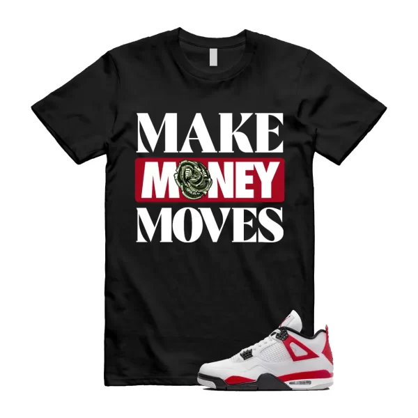 4 Cement Red Fire White Neutral Grey Black Classic Retro T Shirt Match MOVES Jezsport.com