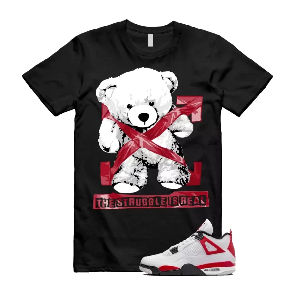 4 Cement Red Fire White Neutral Grey Black Classic Retro T Shirt Match STRUG Jezsport.com