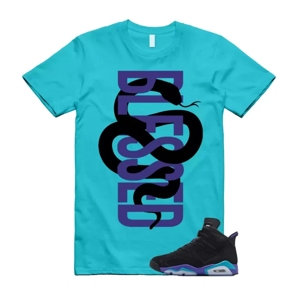 Aquatone 6 Bright Concord Black Retro Vibrant Aqua T Shirt Match SNAKEBLS Jezsport.com