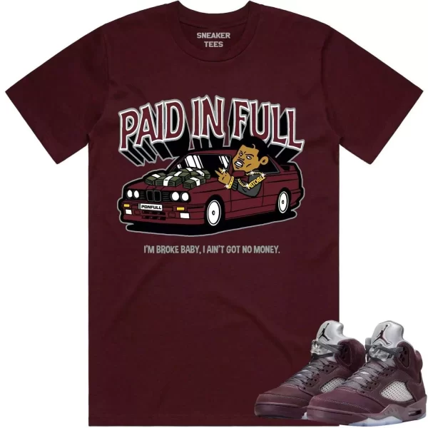 Jordan 5 Burgundy 5s Shirt to Match - BURGUNDY PAID Jezsport.com