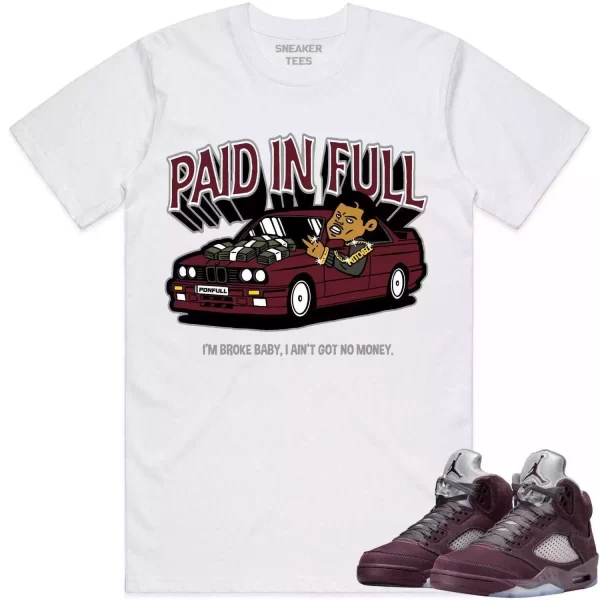 Jordan 5 Burgundy 5s Shirt to Match - BURGUNDY PAID Jezsport.com