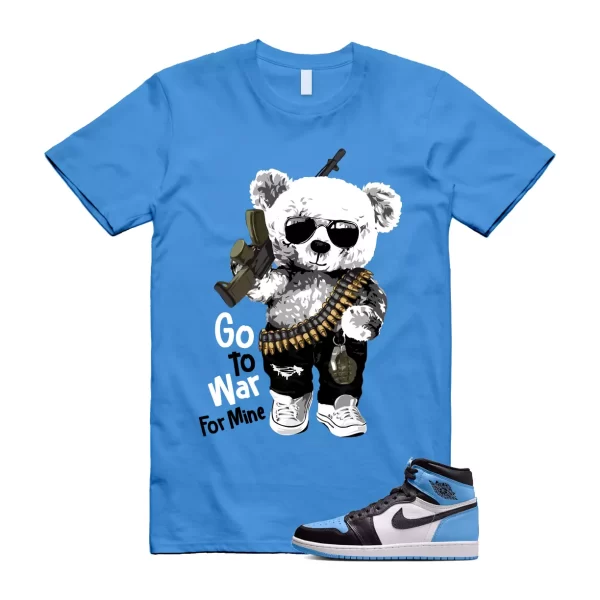 UNC University Blue Toe 1 Retro High OG Black White T Shirt Match WAR Jezsport.com