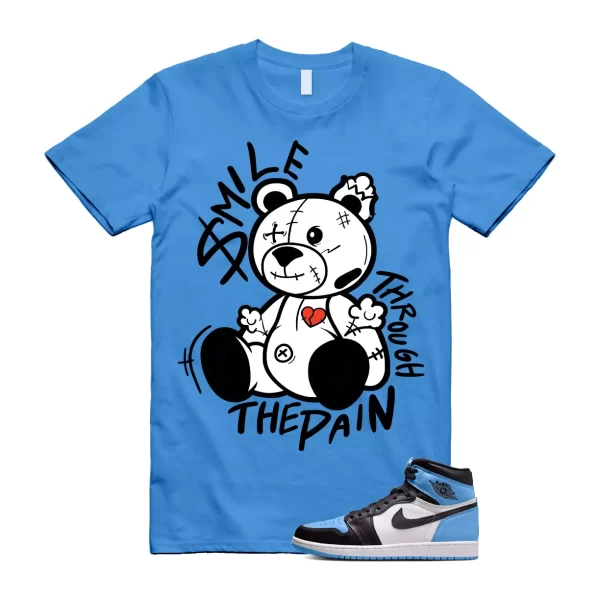 UNC University Blue Toe 1 Retro High OG Black White T Shirt Match SM2 Jezsport.com