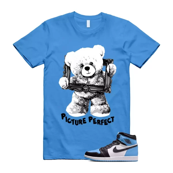 UNC University Blue Toe 1 Retro High OG Black White T Shirt Match PIC Jezsport.com