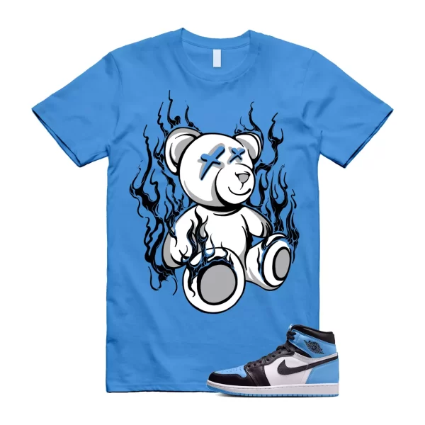 UNC University Blue Toe 1 Retro High OG Black White T Shirt Match LIT Jezsport.com