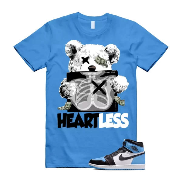 UNC University Blue Toe 1 Retro High OG Black White T Shirt Match HEART Jezsport.com