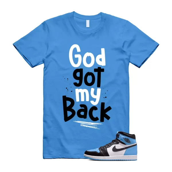 UNC University Blue Toe 1 Retro High OG Black White T Shirt Match GOD Jezsport.com