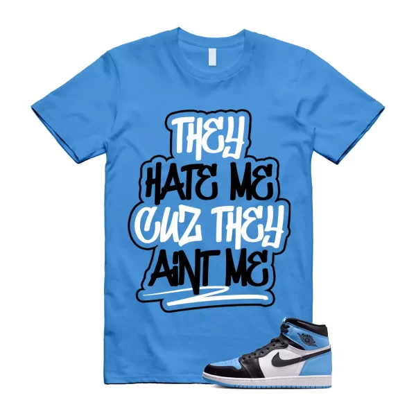 UNC University Blue Toe 1 Retro High OG Black White T Shirt Match AINT ME Jezsport.com