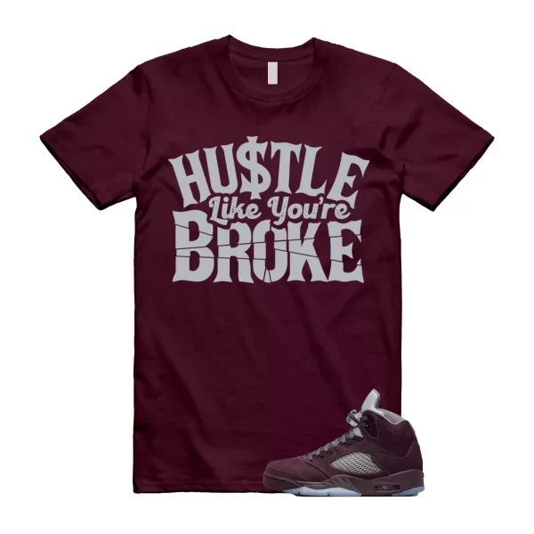 BROKE T Shirt to match 5 Retro Deep Burgundy Light Graphite Metallic Silver Jezsport.com