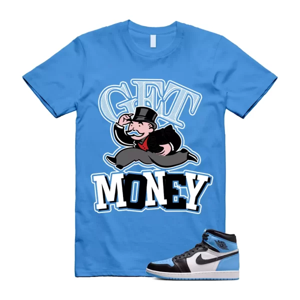 UNC University Blue Toe 1 Retro High OG Black White T Shirt Match GM Jezsport.com