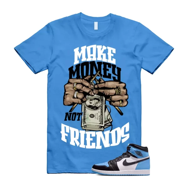 UNC University Blue Toe 1 Retro High OG Black White T Shirt Match MM Jezsport.com