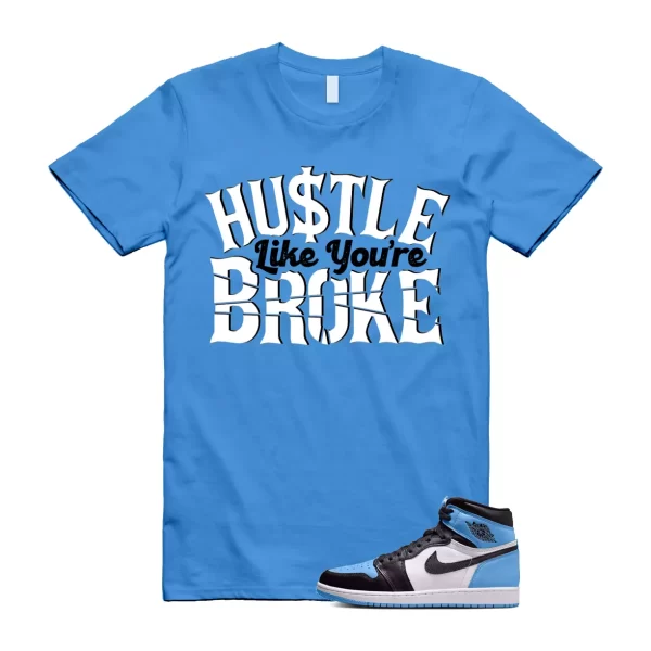 UNC University Blue Toe 1 Retro High OG Black White T Shirt Match BROKE Jezsport.com