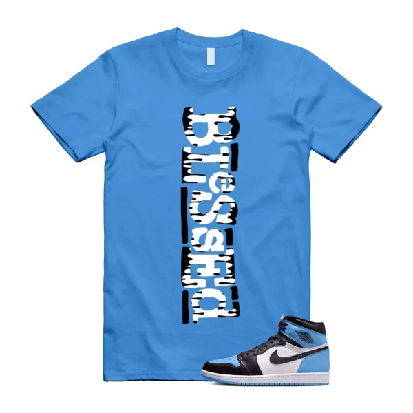 UNC University Blue Toe 1 Retro High OG Black White T Shirt Match B2 Jezsport.com