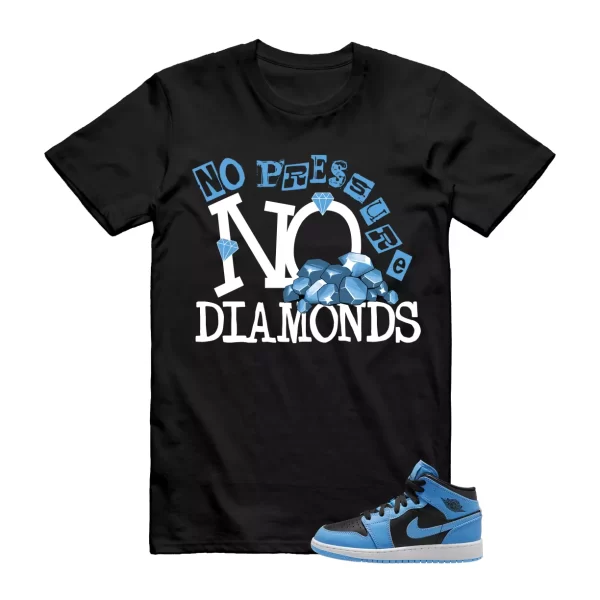 Mid University Blue Air 1 Black White T Shirt Match DIAMOND Jezsport.com