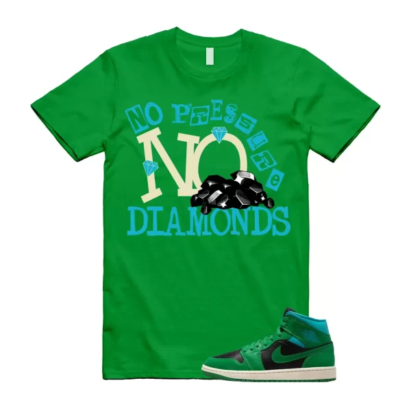 DIAMOND T Shirt to match Air Jordan 1 Mid WMNS Lucky Green Black Aquatone Jezsport.com