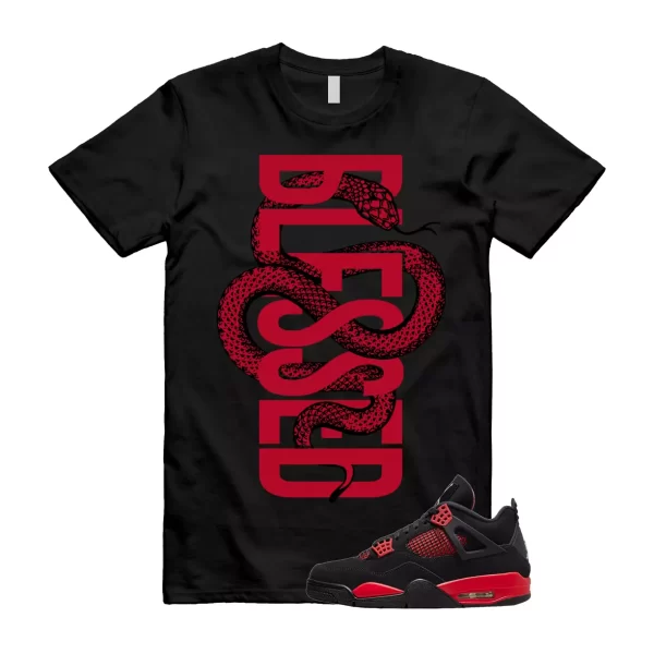 SNAKEB T Shirt to match Air Jordan 4 Red Thunder Black Multi Color Crimson White Jezsport.com