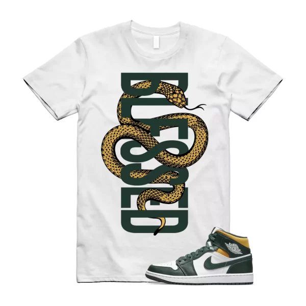 SNAKE Shirt to match Jordan 1 Mid Sonic GS Dark Green Yellow Seattle Pine Noble Jezsport.com